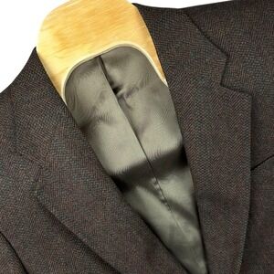 Vintage Woolrich 100% Wool Tweed Herringbone Sport Coat Jacket Mens 41R Brown